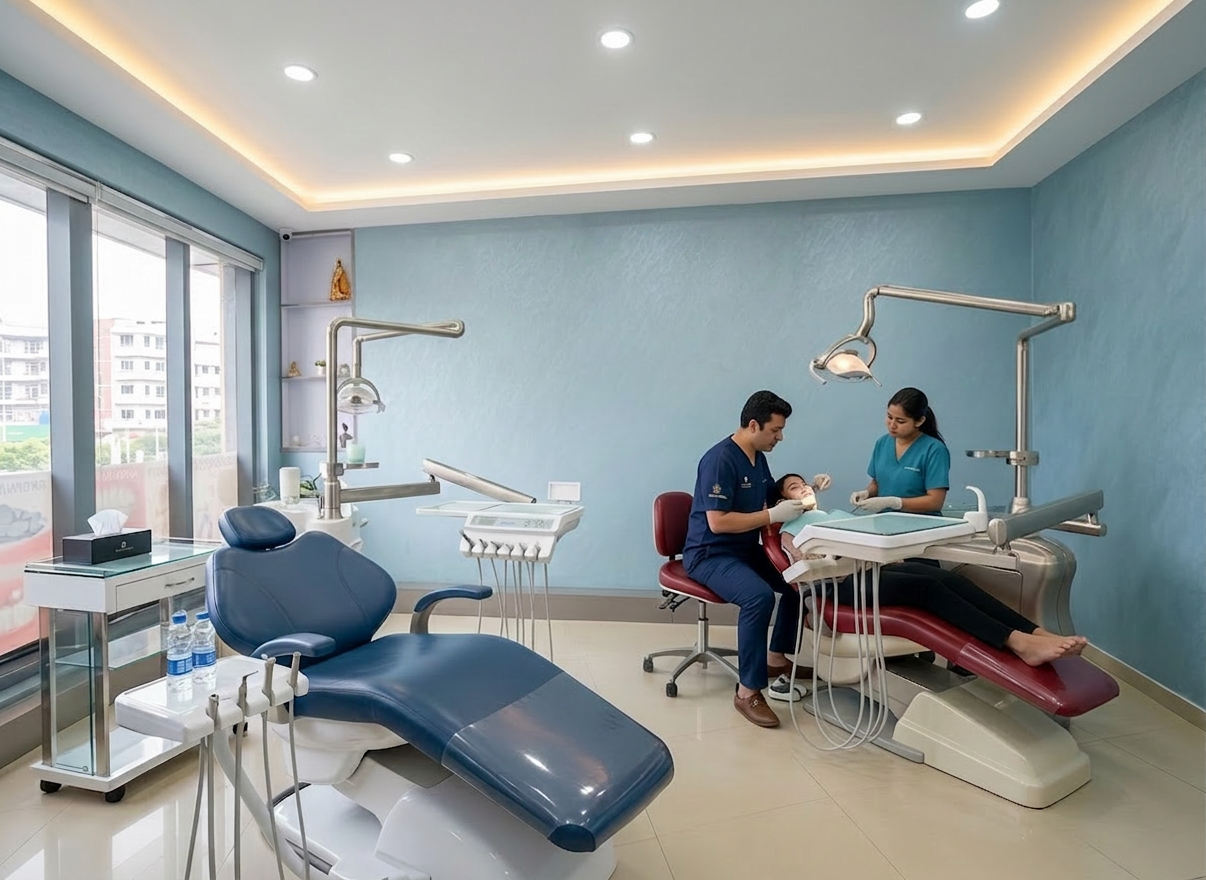 Dentist caring for patient